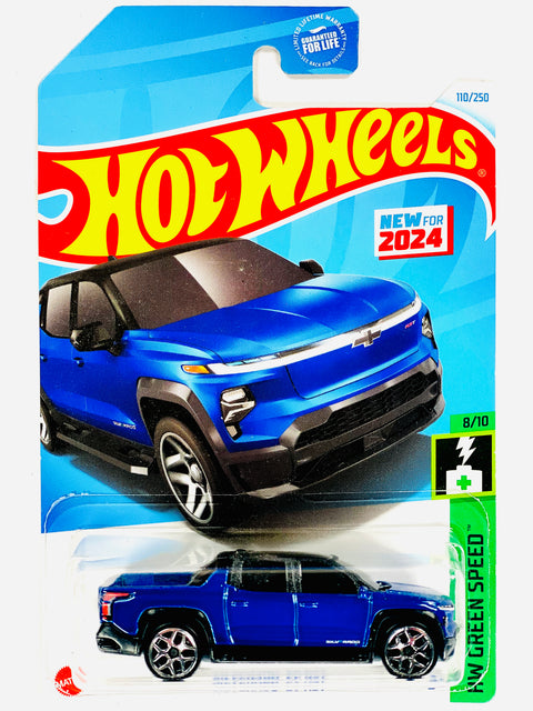 Hot Wheels HW Green Speed Silverado EV RST Blue (110/250) - Damaged Card