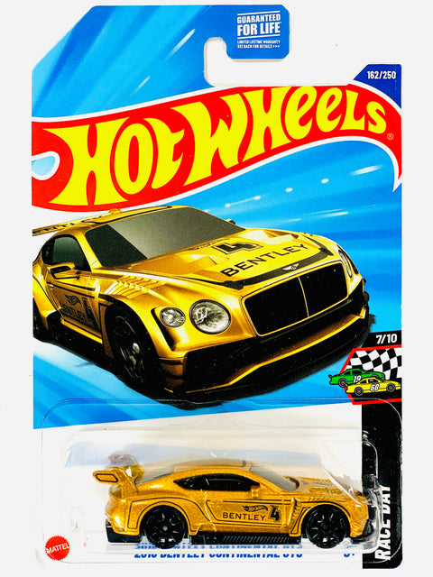 Hot Wheels HW Race Day 2018 Bentley Continental GT3 Gold (162/250) - Damaged Card