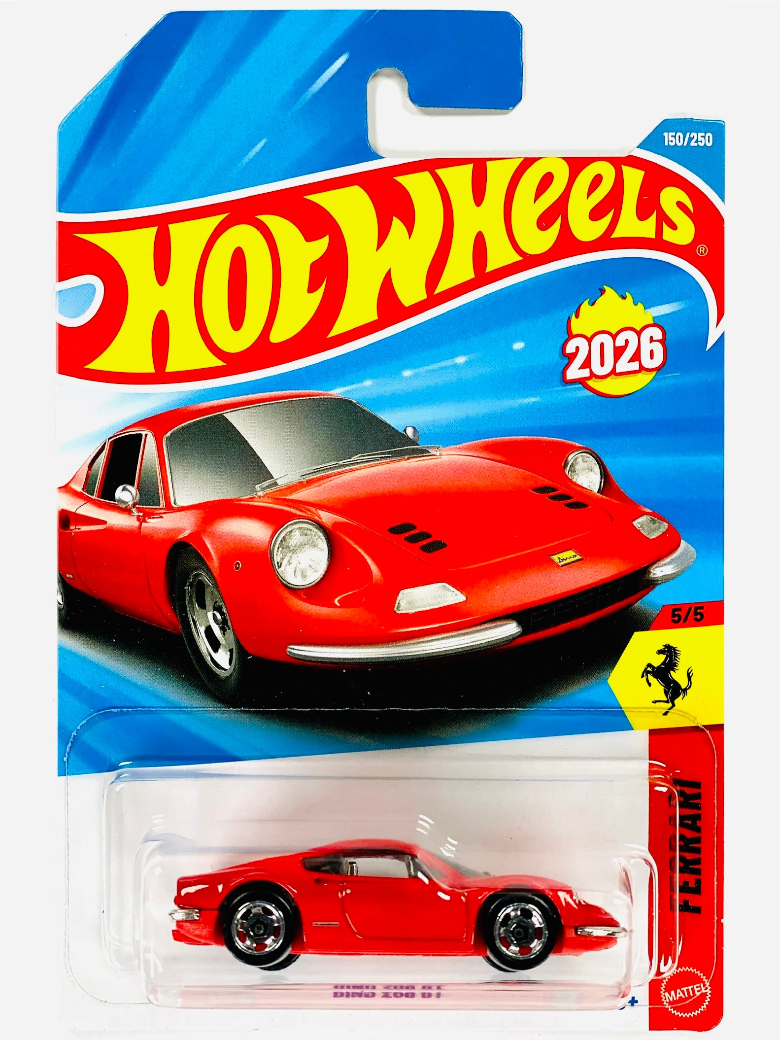 Hot Wheels Ferrari Dinio 206 GT Red (150/250) - Damaged Card