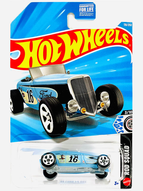 Hot Wheels Rod Squad '33 Ford Lo Boy Blue (119/250) - Damaged Card