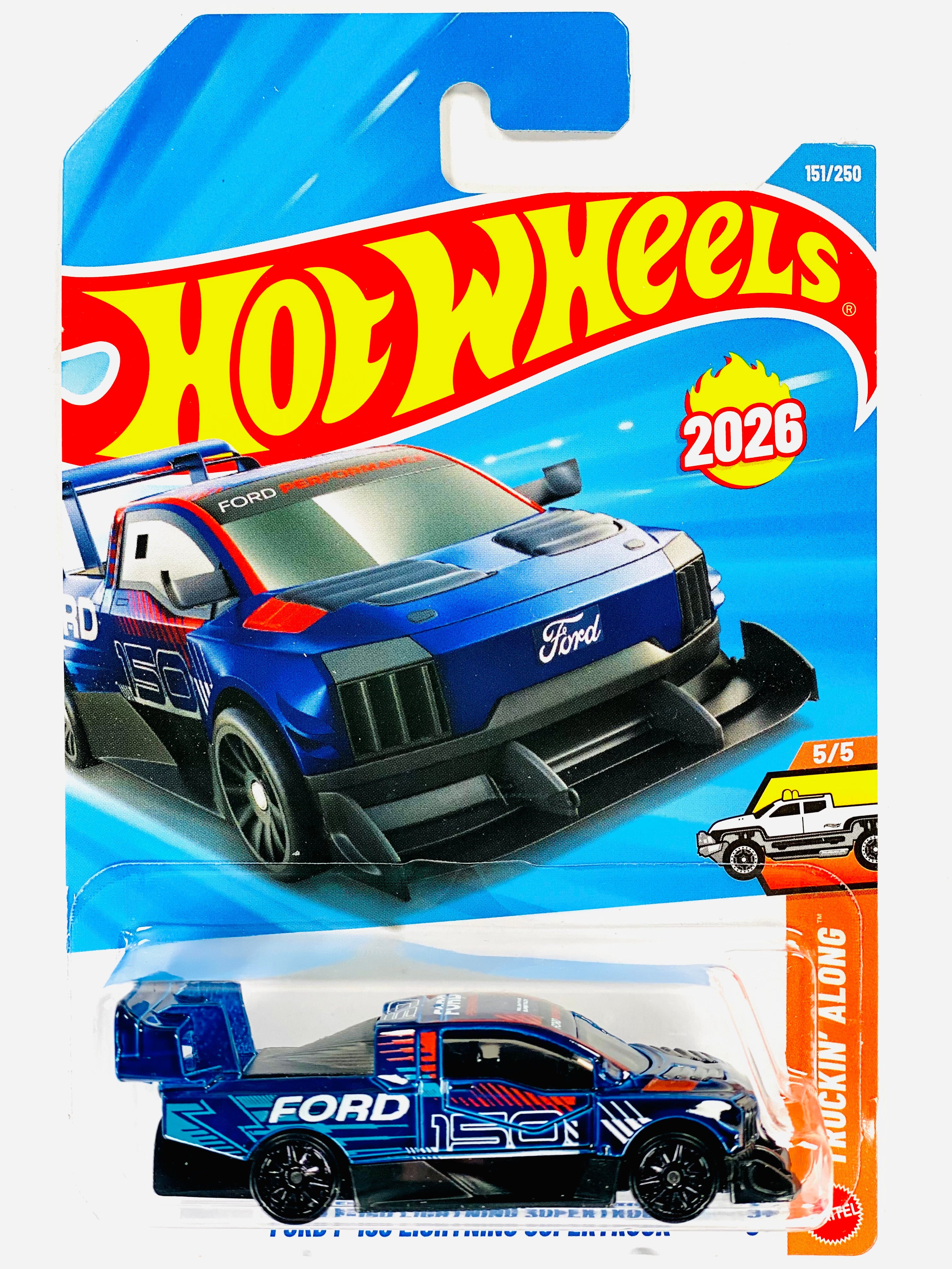 Hot Wheels Truckin' Along Ford F-150 Lightning Supertruck Blue