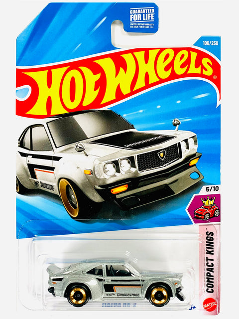Hot Wheels Compact Kings Mazda RX3 Silver (106/250) - Damaged Card