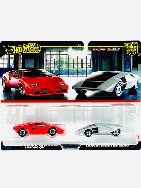 Hot Wheels 2025 Target Exclusive 2 Pack Lamborghini Countach LP5000 QV & Lancia Stratos Zero - Damaged Card
