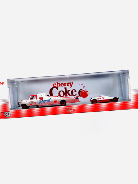 M2 Machines Auto Haulers Cherry Coke 1969 Ford F-250 & Belly Tanker Chase