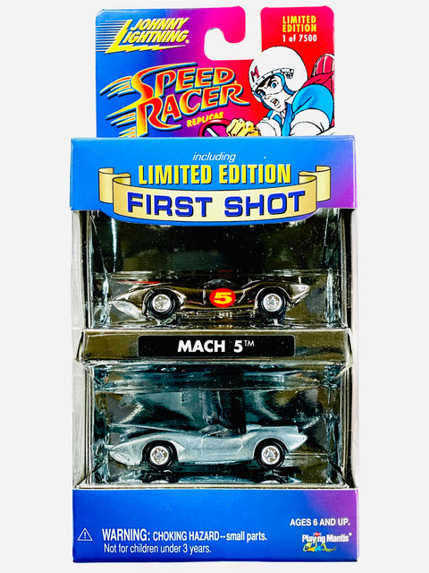 Johnny Lightning Speed Racer First Shot 2 Car Set  Mach 5 - Damaged Box