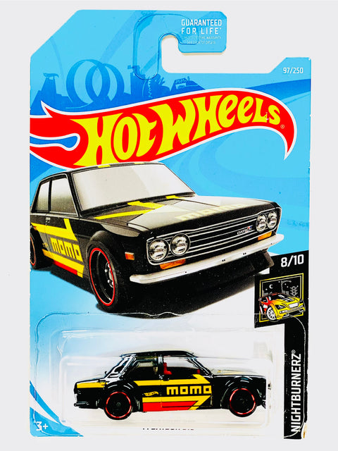 Hot Wheels Nightburnerz '71 Datun 510 Black (97/250) - Damaged Card/Blister
