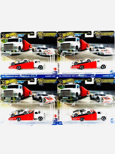 Hot Wheels 2024 Team Transport '66 Porsche 906 Carrera 6 Carry On #66 Solid Pack (4 Cars)