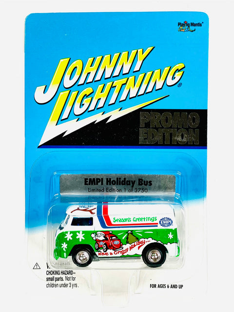 Johnny Lightning Playing Mantis VW EMPI Holiday Bus Promo Edition - Damaged Card/Blister