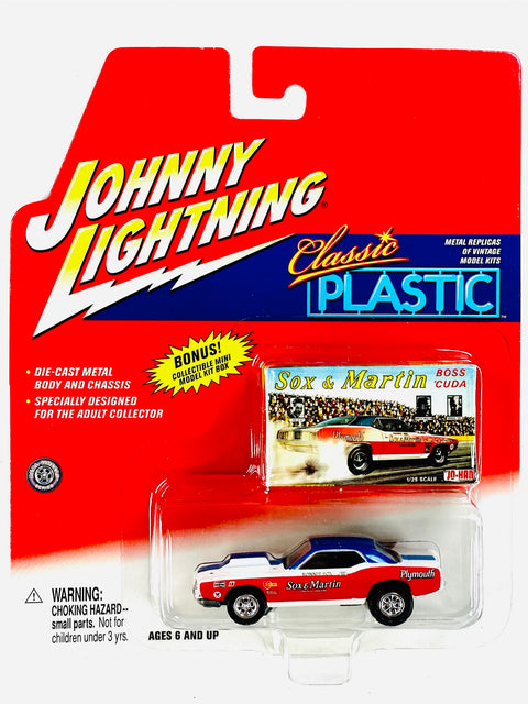 Johnny Lightning 2002 Classic Plastic Sox & Martin Boss Cuda - Damaged Card/Blister