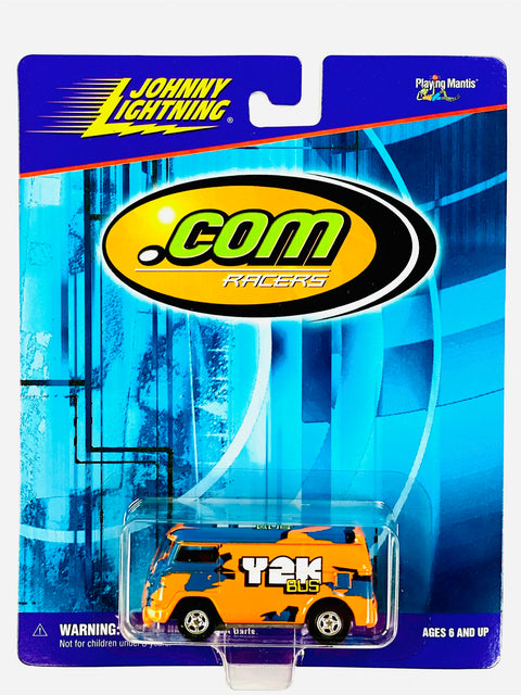 Johnny Lightning Playing Mantis .com Racers Y2K Bus  - Damaged Card/Blister