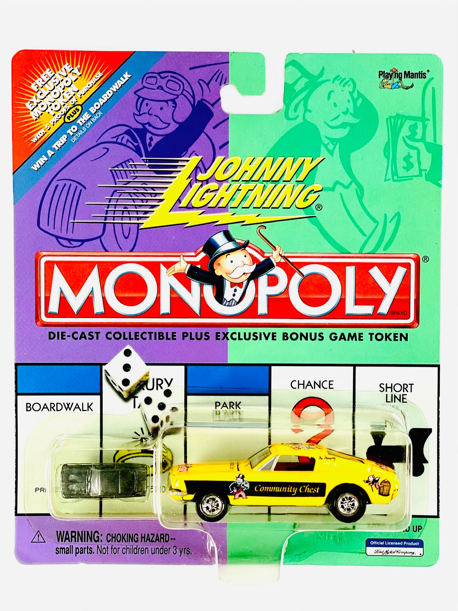 Johnny Lightning Monopoly Community Chest Mustang - Damaged Card