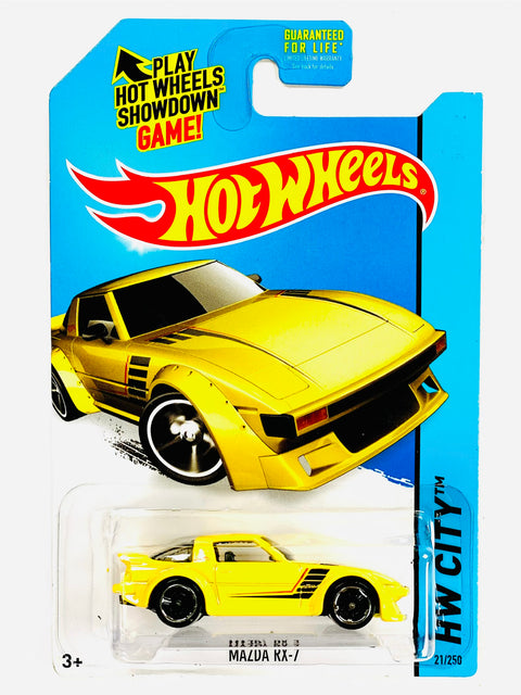 Hot Wheels HW City Mazda RX7 Yellow (21/250) - Damaged Card