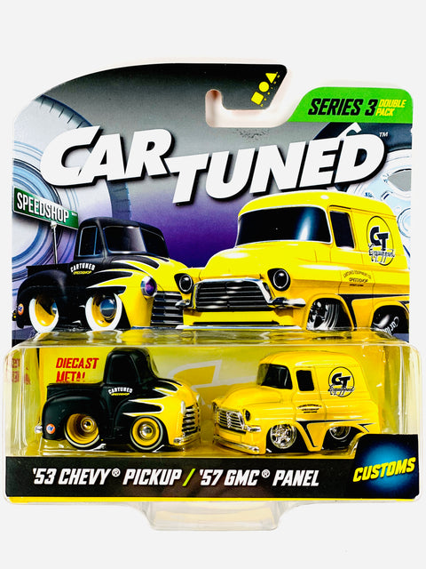 Car Tuned Mijo Exclusive 1953 Chevrolet Pickup and 1957 GMC Panel 2-Pack - Damaged Card