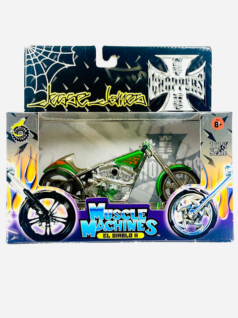 Muscle Machines 1/18 West Coast Choppers El Diablo II Green - Damaged Box