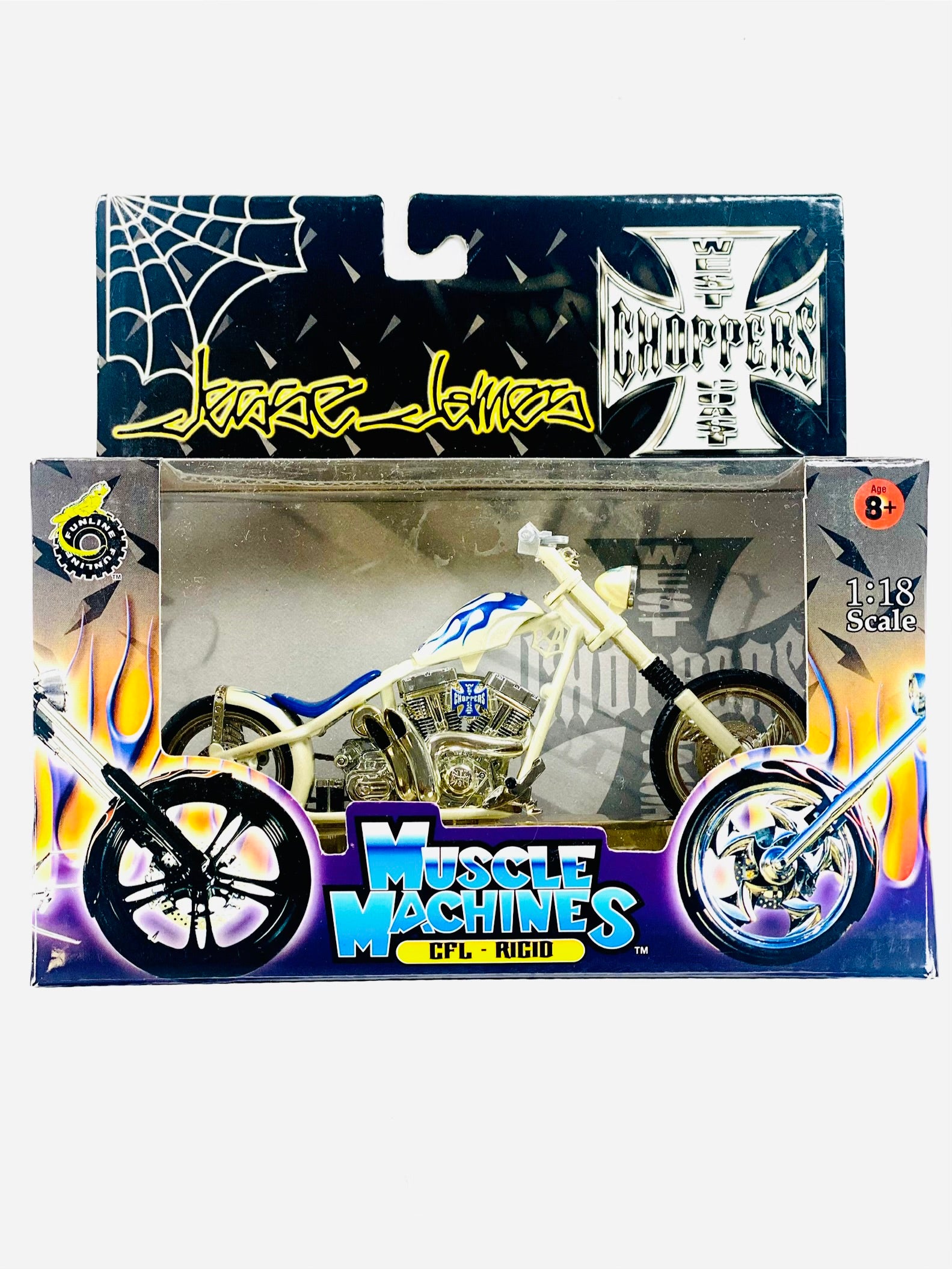 Muscle Machines 1/18 West Coast Choppers CFL Rigid White - Damaged