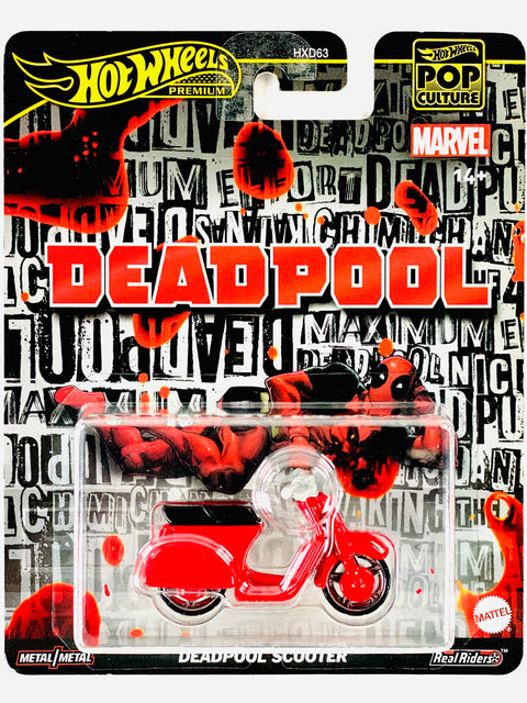 Hot Wheels 2025 Pop Culture Case J Marvel Deadpool Scooter - Damaged Card