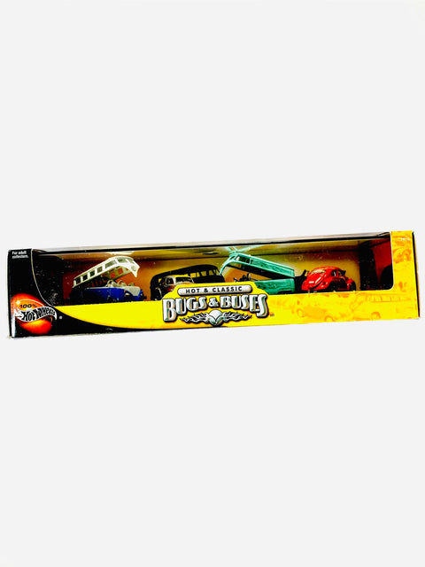 Hot Wheels Manufacturer's Series Hot & Classic Bug & Buses Car Set - Rubberband Residue/Damaged