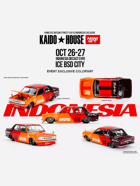 Mini GT x Kaido House Collab Indonesia 2024 Expo Exclusive Datsun 510 Street Racing V3 #152
