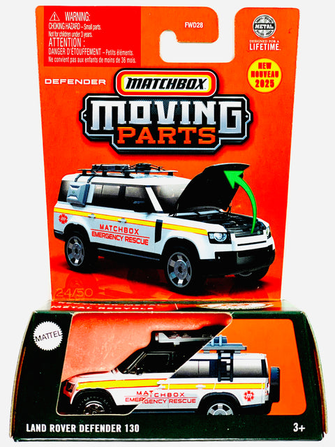 Matchbox 2025 Moving Parts Case D MBX Emergency Rescue Land Rover Defender 130