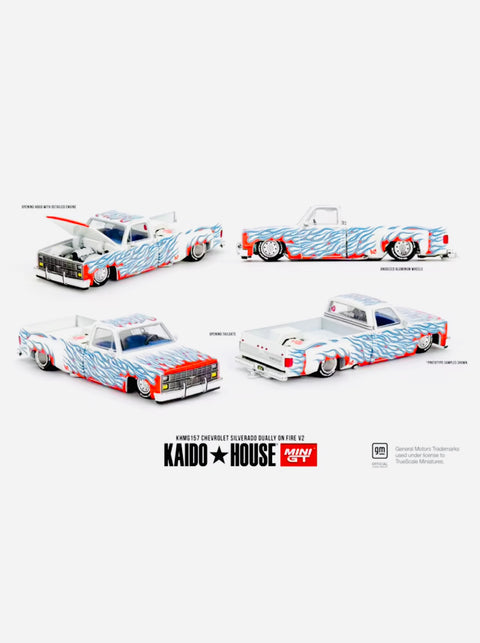 Mini GT x Kaido House Collab Chevrolet Silverado Dually on Fire V2 #157
