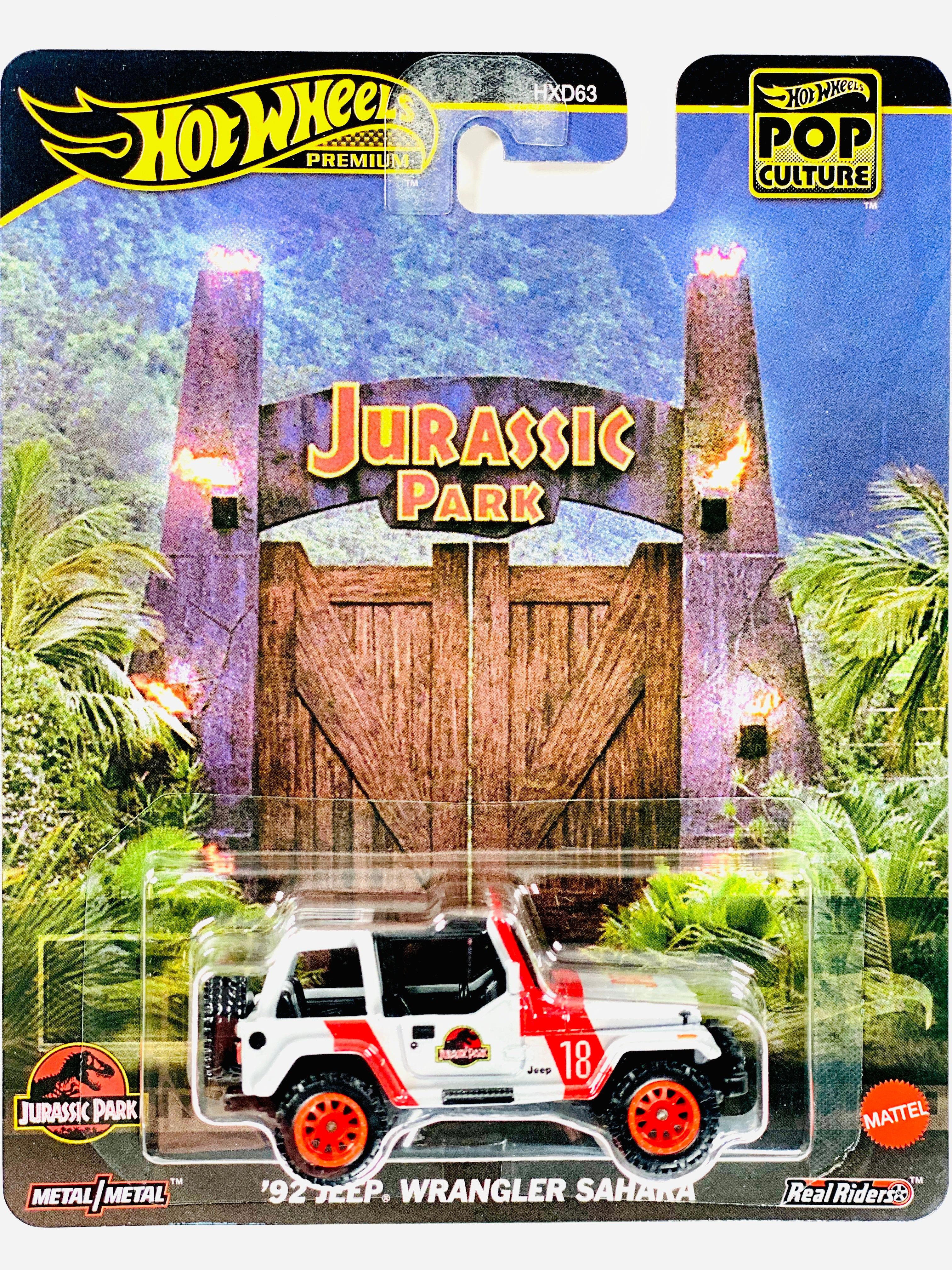 Hot Wheels Pop Culture Jurassic Park '92 Jeep Wrangler Sahara JBL59 - Scala 1:64