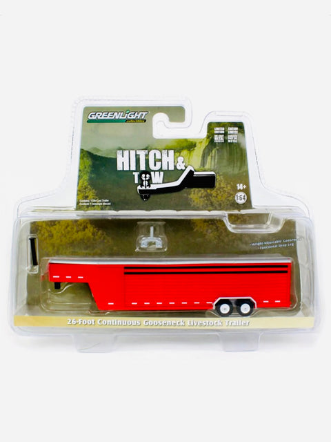 Greenlight Hitch & Tow 26 Foot Vertical 3 Hole Gooseneck Livestock Trailer in Red