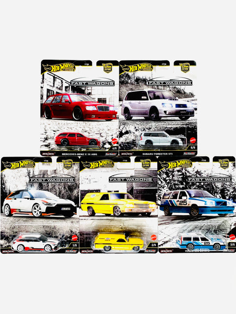 Hot Wheels 2025 Car Culture Fast Wagons Case J (Set of 5 Cars)