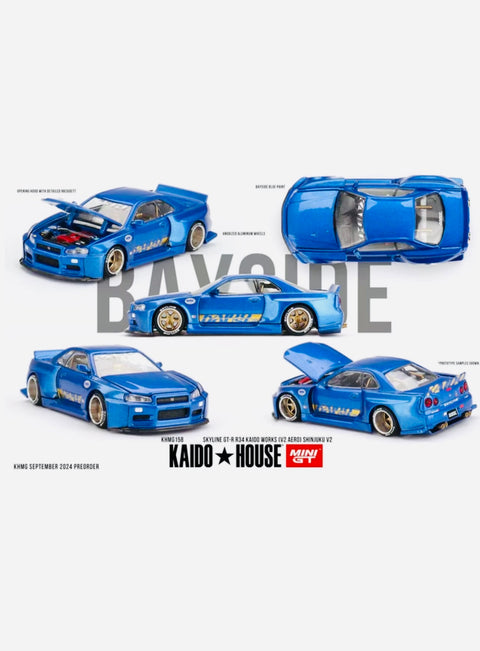 Mini GT x Kaido House Collab Nissan Skyline GT-R (R34) Kaido Works (V2 Aero) SHINJUKU V2 #158
