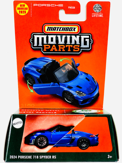 Matchbox 2025 Moving Parts Case E 2024 718 Porsche Spyder RS