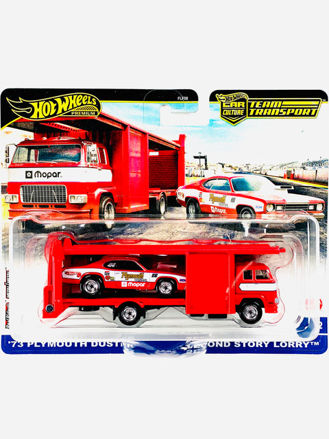 Hot Wheels 2025 Team Transport Case G '73 Plymouth Duster & Second Story Lorry #82 - Damaged Card