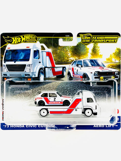 Hot Wheels 2025 Team Transport Case G '73 Honda Civic Custom & Aero Lift #80 - Damaged Card