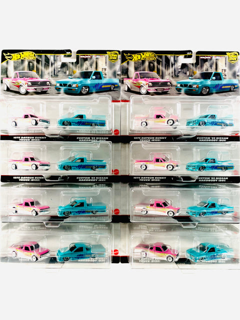 Hot Wheels 2024 Target Exclusive 2 Pack 1975 Datsun Sunny Truck (B120) & Custom '93 Nissan Hardbody (D21) Solid Pack (8 Pieces) - Damaged