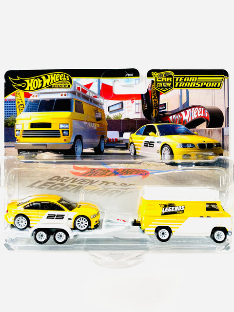 Hot Wheels 2024 Legends Tour Team Transport BMW M3 & HW Rally Hauler - Damaged Card