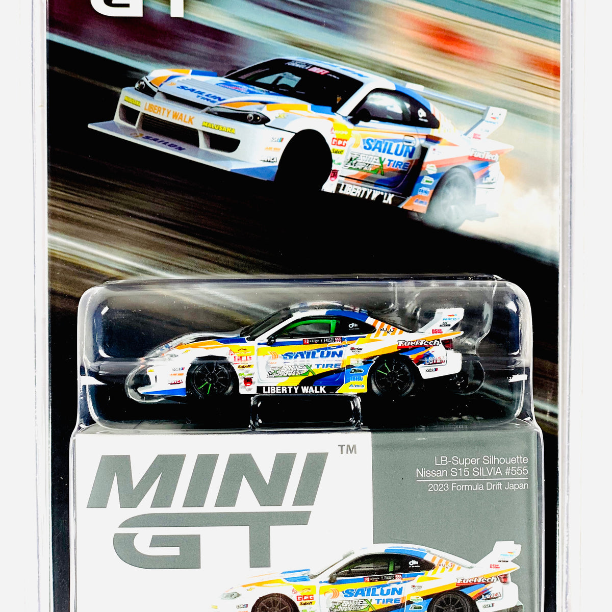 Mijo特注 MINI GT 1/64 LB S15 SILVIA #555 MINI GT 1:64 Scale Nissan S15 SILVIA LB-Super Silhouette