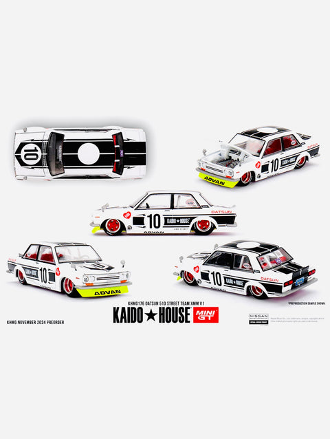 Mini GT x Kaido House Collab Datsun 510 Street Team XMM V1 White #176