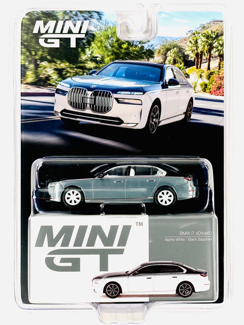 Mini GT Mijo Exclusives BMW i7 xDrive60 Alpine White & Black Sapphire #959 Chase