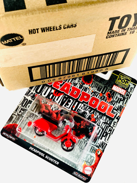 Hot Wheels 2025 Pop Culture Case J Marvel Deadpool Scooter Solid Pack (10 Cars)