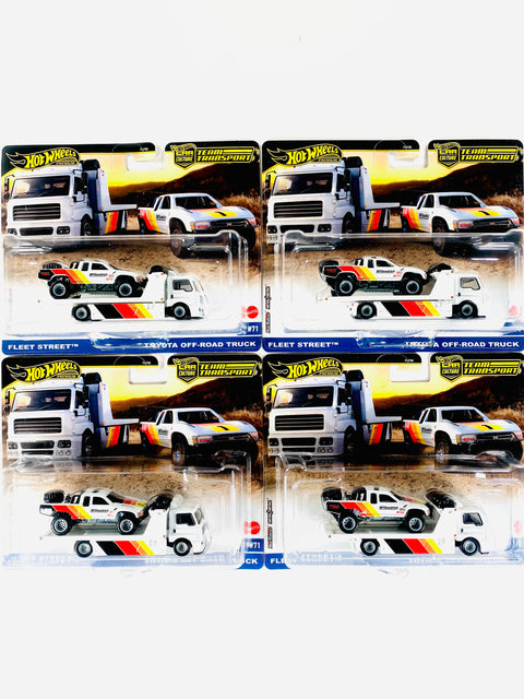 Hot Wheels 2024 Team Transport Fleet Street & Toyota Off-Road Truck #71 Solid Pack (4 Cars)