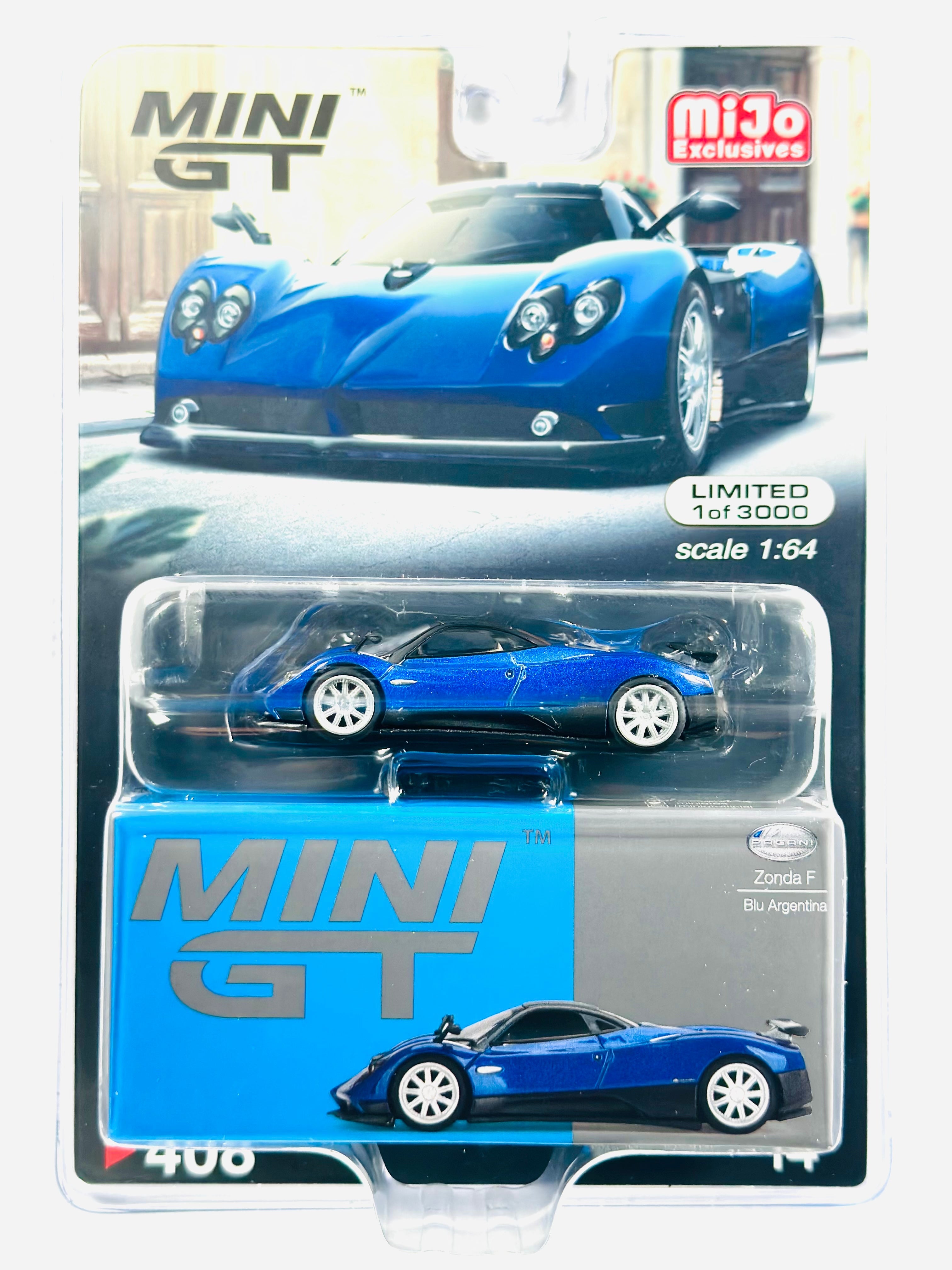 Mini GT Mijo Exclusives Zonda F Blu Argentina #408 – Jcardiecast