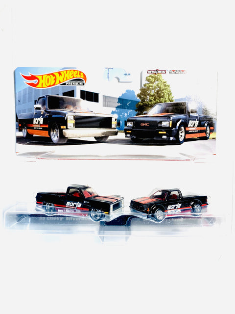 Hot Wheels Target Exclusive 2 Pack Borla '83 Chevy Silverado & '91 Gmc Syclone - Damaged Card