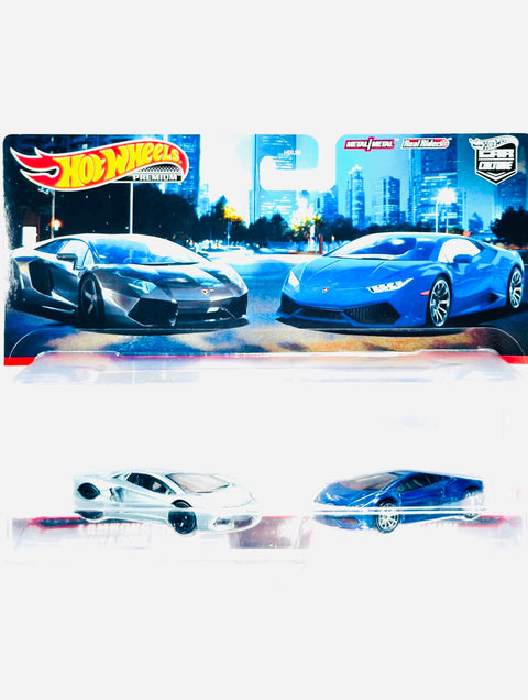 Hot Wheels 2022 Target Exclusive 2 Pack Lamborghini Aventador Coupe & Lamborghini Huracan LP 610-4 - Damaged Card