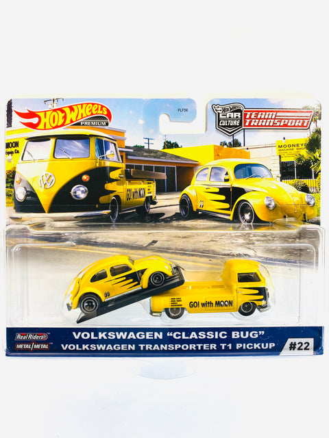Hot Wheels 2020 Team Transport Case H Volkswagen Mooneyes Classic Bug & T1 Pickup #22 - Damaged Card